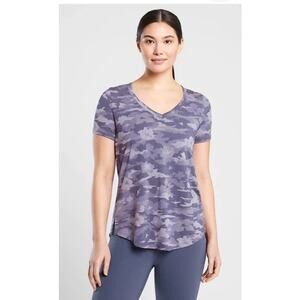 Athleta Purple Camo Breezy Scoop Short Sleeve Modal Blend Lightweight T-Shirt S